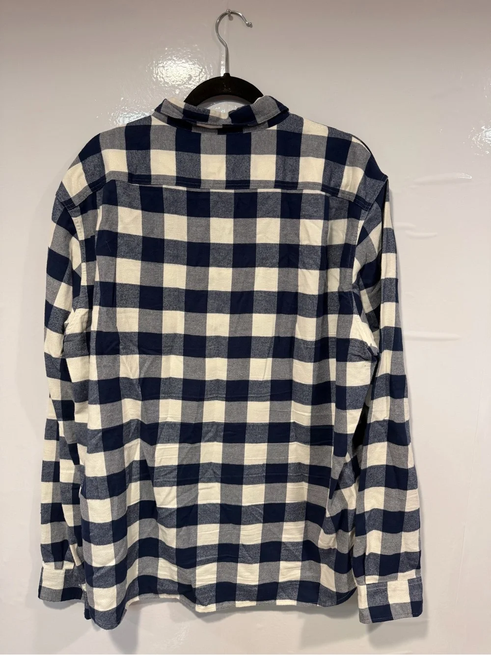 J. Crew Navy and White Buffalo Check Flannel Shirt - Men 100% cotton